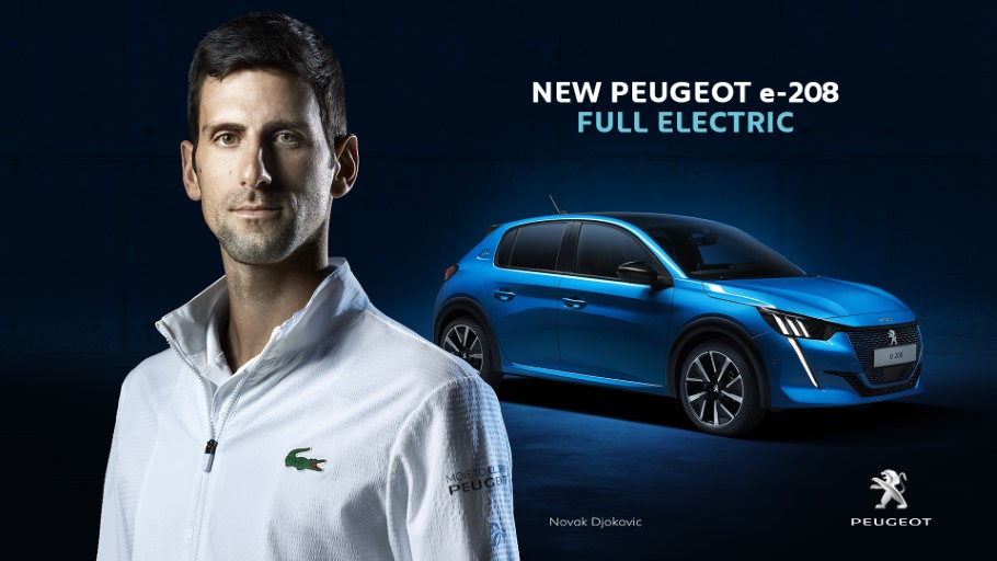 Новак Джокович рекламира Peugeot e-208 (видео)