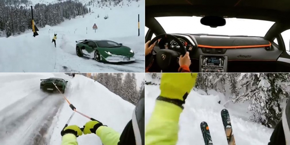 Видео: "Водни ски" върху лед с най-бързото Lamborghini