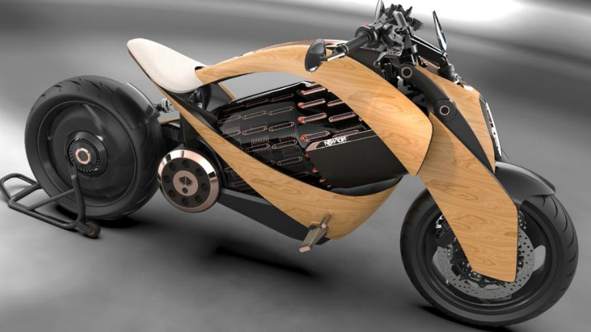 Френски електромотоциклет с елементи от дърво
