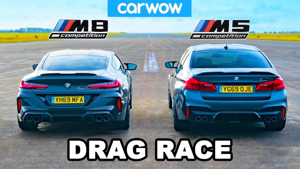 Битката на BMW Competition: M5 среща М8 на драг (видео)