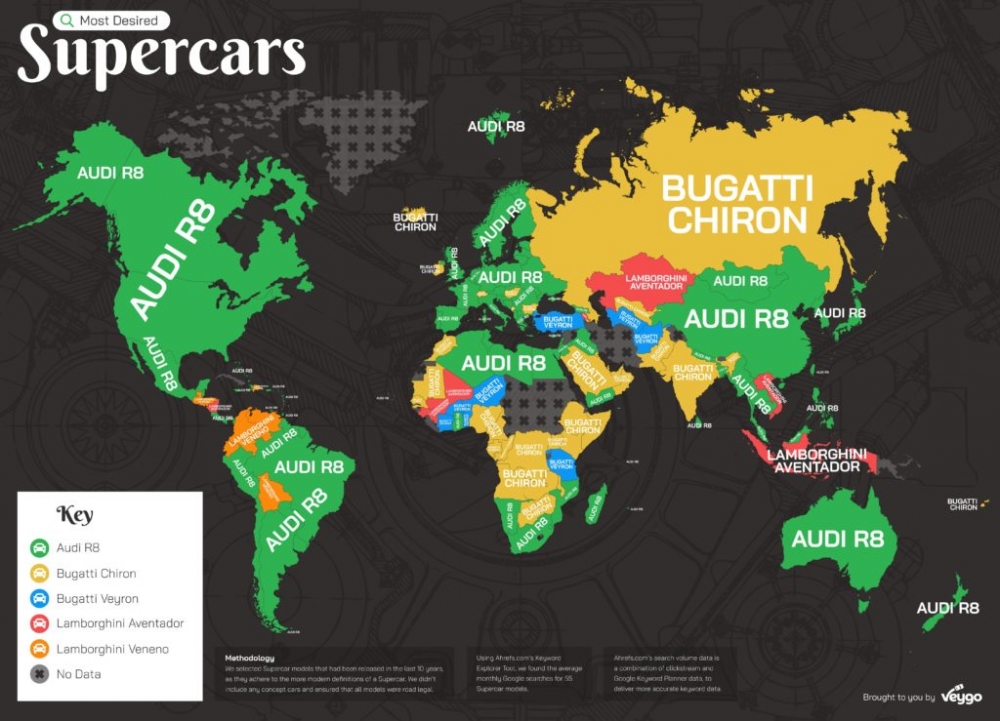 Bugatti Chiron e най-търсената суперкола в Google от България